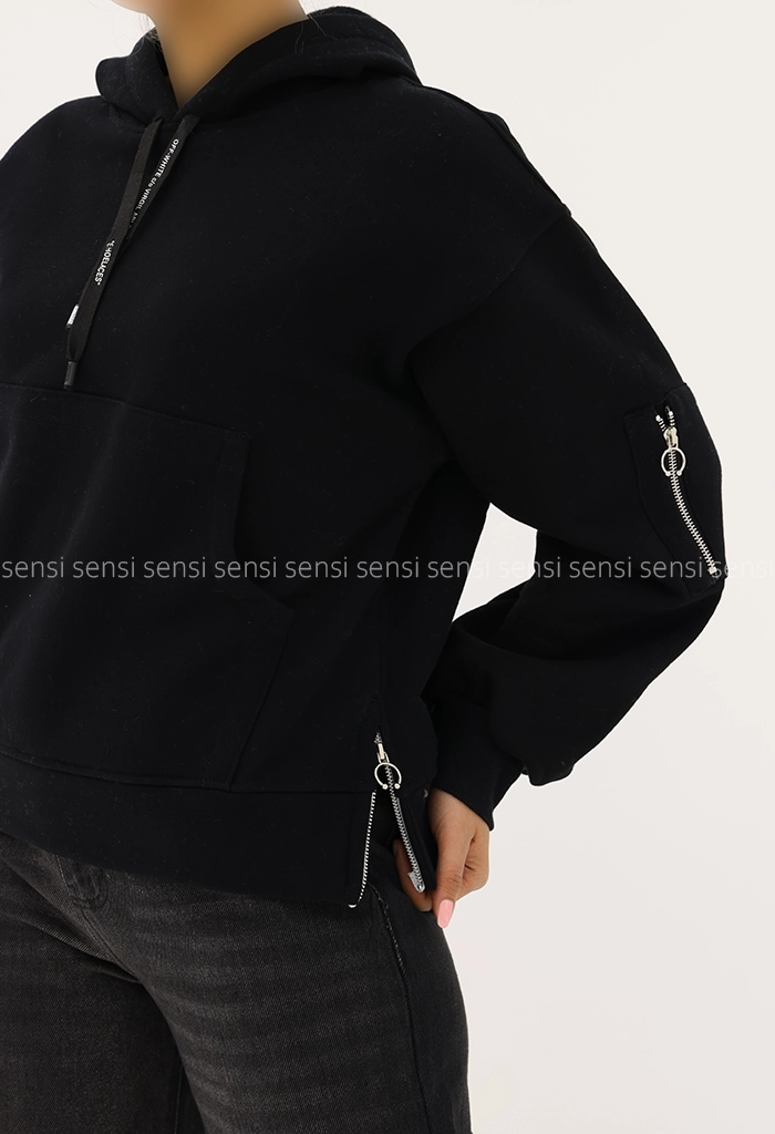 هودی باکسی آستین زیپ کد1005152